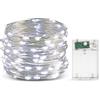 EvaStary Catene Luminose, 10M 100 LED Stringa Luci Led Batteria, Impermeabile Filo Luminoso, Portatile Luci Stringa per Camere da Letto Giardino Casa Feste Matrimonio (Bianco freddo)