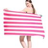 Vorvowry Telo Mare Grande Microfibra Uomo Donna Leggero Asciugatura Rapida Asciugamano Mare Telo Spiaggia Antisabbia con Borsa in Rete 80×180cm Strisce Rosa 1PC