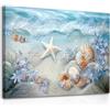 Dazzlewall Incorniciato Onde dell'Oceano Decorazioni Artistiche da Parete, Stampe di Conchiglie e Stelle Marine, Oceano Spiaggia Poster per Bagno Camera da letto Soggiorno 30x40 cm
