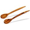 Mastro Leonardo - Set per insalata Sagomate MAXI, cucchiaio e forchetta in legno d'oliva, 37 cm, realizzato a mano in Italia