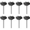 QUARKZMAN 8 Pezzi Pomelli a Stella M6 x 60mm Vite Filettata in Acciaio Inossidabile 304, 38mm Manopola Zigrinata Vite a Testa Zigrinata a 6 Stelle Plastica Impugnatura Manopola, Nero