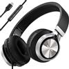 Bywulanda Cuffie USB C con microfono e controllo del volume, cuffie stereo over-ear per iPhone 15 16 Pro, cuffie pieghevoli cablate per smartphone, Chromebook, laptop, tablet, da viaggio (nero/grigio)