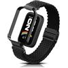 PaceBid Nylon Cinturino per Xiaomi Smart Band 9 Active/Redmi Smart Band 3 | Uomini Donne Intrecciato Nylon Magnetico Elastico Watch Band per Xiaomi Redmi Smart Band 3/Mi Band 9 Active, Nero