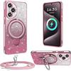 XCYYOO Custodia per Honor 400 Pro con cinturino, [con catena per cellulare rimovibile] in silicone trasparente antiurto con anello di supporto con catena per Honor 400 Pro -Pink