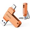 ORICO Chiavetta USB 128 GB, Mini Chiavetta USB 3.2 Gen 1 (Doppia USB-C/USB-A), Pen Drive Portatile, Lettura 150 MB/s, Compatibile con iPhone 15/16/17, Android, Tablet, Laptop - Arancione - EB05