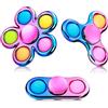 SCIONE Confezione da 3 Fidget Spinner Pop, Spinner Schiaccia Bolle, Giocattolo Antistress Sensoriale per Bambini con ADHD, Ansia e Relax