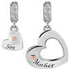 MiniJewelry Ciondolo a forma di cuore divisibile in due pezzi, compatibile con braccialetti Pandora, per migliori amici, madre, figlio, sorelle, nipote, zia, moglie, marito, Misura unica, Rame