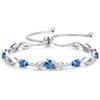 FANCIME Bracciale tennis con Topazio, pietra del mese di dicembre, in argento sterling con maglie regolabili da 9x7 mm - Gioielli di alta gamma - Regali di compleanno per donne, mamme, mogli e lei.