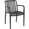 BIZZOTTO ANDREA SPA Sedia da Giardino Billie Nera con Braccioli 81x55x58 cm, Impilabile
