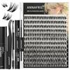 ANNAFRIS Ciglia Finte Ciuffetti Kit 11-13mm Naturali DIY Extension Ciglia Cluster Lashes con Pinze (CS,060)