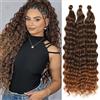 DXdixiu Extension per capelli lunghe e ricci intrecciate Ocean Wave, capelli sintetici morbidi, trecce profondamente ondulate per donne (T4/30#, 61 cm-3T)
