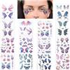 DIVINA VITAE 14 fogli Tatuaggi Temporanei Halloween, Glitter Farfalla Adesivi Tatuaggi Finti, Tatuaggi Temporanei Viso, Butterfly Temporary Tattoo Colorati Farfalla Adesivi Tatuaggi donne, feste Natale