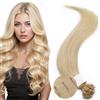 Elailite Extension Cheratina Capelli Veri Biondi, 25 Ciocche Remy Human Hair Indiani 35cm 20g #60 Biondo Platino