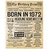 Stuff4 Poster per 53° compleanno, senza cornice, giornale vintage Born In 1972, regalo per il 53° compleanno per donne e uomini, retro nel 1972, 20,3 x 25,4 cm, decorazione cinquantatreesima,