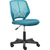 Yaheetech Sedia Ufficio Scrivania Senza Braccioli Girevole a Rotelle Ergonomica Portata 136 kg in Rete Traspirante Altezza Regolabile Turchese