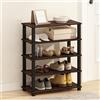 Furinno TURN-S-TUBE Set di 2, Scaffale Scarpe 3 Ripiani, Organizer Scarpe Impilabile, 29.5 x 60 x 56.5 cm, per Armadio, Ingresso, Ufficio, Garage, Ciliegio Scuro/Nero