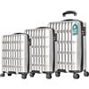 PROVITERA Set 3 Valigie Rigide Norvegia Ruote Easy Roll Trolley Bagaglio Viaggio Bianco