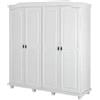 Inter Link Armadio 4 ante battenti in pino massello bianco 182x59,5x197,5 cm