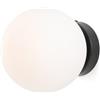 Alpinaluz Applique da parete con sfera in vetro opale e portalampada E27, base metallica nera, stile elegante per soffitto, parete, soggiorno, sala da pranzo, corridoio, W48-BK