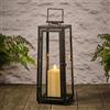 Lights4fun Lanterna Solare in Metallo Nero de 39,5 cm con Candela LED Fiamma Tremolante Decorazione per Giardino Balconi Esterni