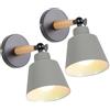 TOKIUS 2 pezzi Lampade da Parete Interno Vintage Applique da parete Moderno Faretti da Muro Retrò in Metallo e Legno E27 Plafoniere Cucina regolabile 180° Per Cucina Camera da letto