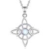 AEONSLOVE Collana di Nodi delle Streghe Argento 925 per Donna Ragazze Ciondoli Celtici con Pietra di Luna Talismani Potenti Gioielli da Strega con Tripla Luna, Catena da 45,7 cm