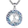 AEONSLOVE Ciondolo Albero della Vita in Argento 925 per Mamma e Figlia - Collana con Cristallo Turchese Malachite - Gioielli Regalo Festa della Mamma