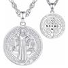 AEONSLOVE Medaglia di San Benedetto Argento 925 Uomo Donna Collana Croce di San Benedetto Ciondolo Amuleto di Protezione Cattolico Cristiani Gioielli Religiosi (argento)