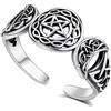 AEONSLOVE Anello Pietra di Luna Regolabile Argento 925 per Donna, Anello Albero della Vita/Claddagh Irlandese/Piuma Aperto, Anelli Regolabili Nodo della Strega/Foglie/Tripla Luna Ecate Wicca