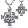 AEONSLOVE Medaglia San Benedetto Argento 925 Uomo Donna Collana Croce di San Benedetto Ciondolo Amuleto di Protezione Cattolico Cristiani Gioielli Religiosi