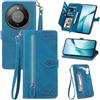 Fertuo Cover per Honor Magic 8 Lite 5G, Custodia a Libro in Pelle PU Flip Case con Porta Carte, Chiusura Magnetica e Cinturino [Disegni di Fiori] Portafoglio Interno Silicone Antiurto, Blu