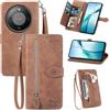 Fertuo Cover per Honor Magic 8 Lite 5G, Custodia a Libro in Pelle PU Flip Case con Porta Carte, Chiusura Magnetica e Cinturino [Disegni di Fiori] Portafoglio Interno Silicone Antiurto, Marrone