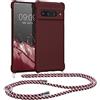 kwmobile Custodia Compatibile con Google Pixel 7 Pro Cover - Back Case in Silicone TPU - Protezione Smartphone con Cordino - viola bordeaux