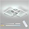 Toolight 50W 5625LM Plafoniera LED Soffitto Dimmerabile, Lampadario LED Soffitto con Telecomando 3000K-6500K 64cm, Moderna Plafoniera Quadrata per Camera da Letto Soggiorno Cucina Corridoio, Argenteo