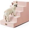 COZY KISS Scaletta larga per cani di piccola taglia, altezza 60 cm, per letto alto, antiscivolo, per gatti anziani, cuccioli, cani di piccola taglia e media, 75 x 50 x 60 cm, 5 ripiani, rosa