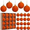 Miaikoe Set di 16 palline di Natale in velluto, pre-legate, in plastica infrangibile, floccate, decorazioni natalizie, festival, feste (arancione, 6 cm)