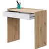 Fores Scrivania Con Cassetto 77x82x40 Effetto Legno Bianco E Rovere Noa