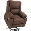 EasyComfort Poltrona Alzapersona Reclinabile con Poggiapiedi, in Tessuto Effetto Lino, 87x92x105 cm, Caffè