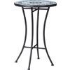 Easycomfort Tavolino da Giardino Rotondo in Metallo con Piano in Ceramica, Design a Mosaico, ?35.5x53.5cm, Blu