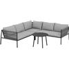 EasyComfort Salotto da Giardino in Rattan con Divano Angolare Modulabile, Tavolino da Caffè e Cuscini, Grigio