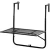 Easycomfort Tavolo da Ringhiera Pieghevole e Regolabile in Metallo, 60x60x57-72cm, Nero