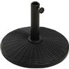 EasyComfort Base per Ombrellone Rotonda Effetto Rattan da 12.5kg, Supporto per Pali da 38mm e 48mm, Ø44.5 cm, Nero