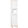 Easycomfort Mobile Bagno Salvaspazio in Legno, Mobile a Colonna con Armadietti e Cassetto, 39x30x180cm, Bianco