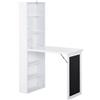 Easycomfort Scrivania PC Pieghevole con Libreria a 9 Ripiani in Legno e Metallo, 98x51x153 cm, Bianco