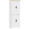 EasyComfort Mobile Dispensa da Cucina in Legno con 5 Ripiani Regolabili e 4 Ante, 60x30x170.5 cm, Bianco e color Legno