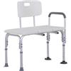 Easycomfort Sedia da Doccia con Altezza Regolabile su 6 Livelli, Piedini e Bracciolo Antiscivolo, Ampia Seduta (68.5x40.5cm)