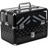 Easycomfort Valigetta Porta Trucchi Professionale da Viaggio con Vassoi Estraibili e Serratura - Colore: Nero (30x18.5x22cm)