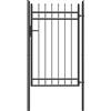 EasyComfort Cancello Giardino a 2 Paletti con Maniglia, Lucchetto e 3 Chiavi, in Acciaio Zincato, 105x204 cm, Nero