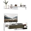 EasyComfort Mobile TV con Mensola a Muro, Ripiani Aperti e Armadietto in Legno, Bianco e Nero