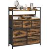 EasyComfort Cassettiera 7 Cassetti Rimovibili con 2 Ripiani Industriale in Legno e Acciaio, 79x29x101 cm, Marrone e Nero